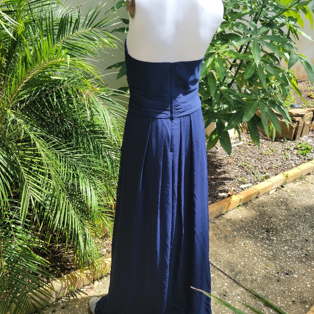 David's Bridal Navy Long Dress Size 4 Strapless - Picture 9 of 11